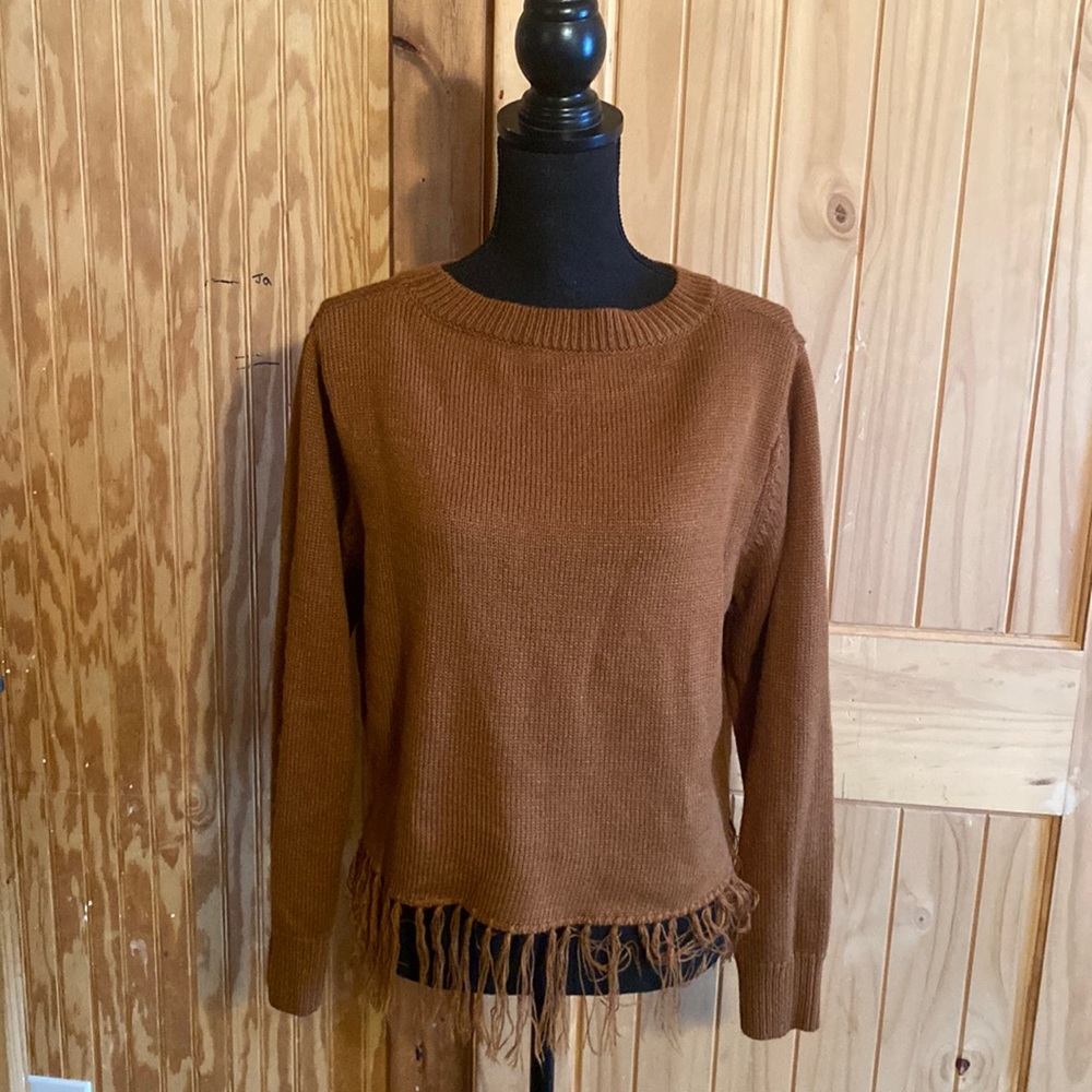 Brown fringe sweater